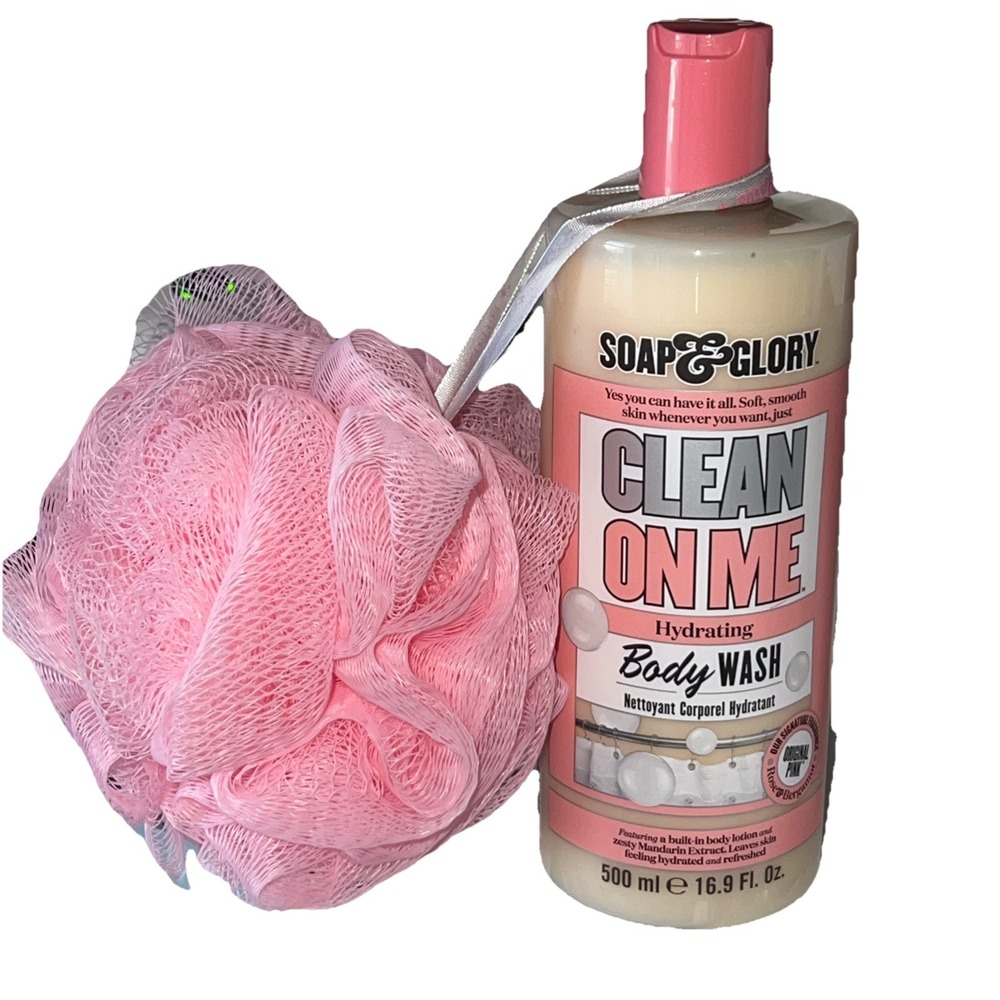 Soap‎ & Glory Clean On Me Body Wash 500ml Shea Butter &Vitamin E Shower Gel Poof